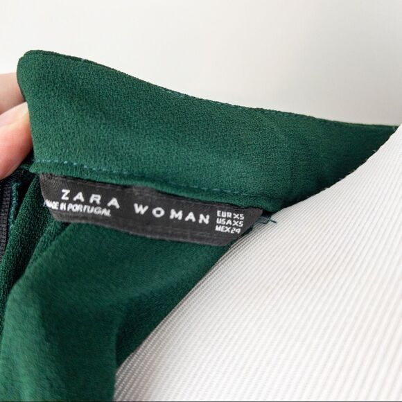 Zara Woman Dark Green Choker Mini Dress Size XS Shift Shortsleeve Modern - Picture 8 of 9